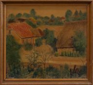 Unbekannt (Landschaftsmaler des 20.Jh.) Dorfidyll Öl/ Malpappe, 30 x 33 cm, gerahmt, unleserlich