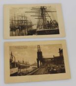 2 Ansichtskarten Hamburg um 1913, Indiahafen Hamburg/ Ladebühne mit Stückgüter