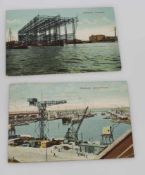 2 Ansichtskarten Hamburg um 1915, Kuhwärderhafen/ Vulcanwerft