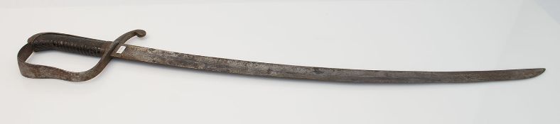 Kavaleriesäbel 19. Jh., Kammerstempel auf der Klinge, Holzgriffschale mit Bügelgefäß, Bodenfund,