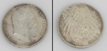 3 Mark Bayern 1911, Luitpold, Silber, stgl.