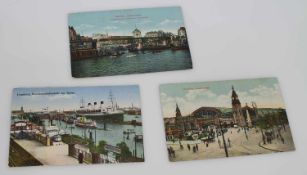 3 Ansichtskarten Hamburg um 1910, Hamburg Hauptbahnhof/ Hamburg Hochbahnstrecke/ Hamburg