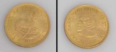 2 Rand Südafrika 1966, Jan van Riebeeck, Gold, G. 7,98g