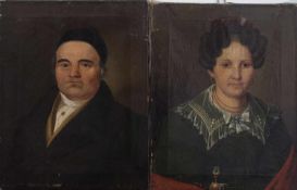 Biedermeierkünstler (Portraitmaler des 18./ 19. Jh.) Paar Biedermeierportraits (um 1830) Öl/