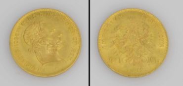 4 Florin Österreich/ Ungarn 1892, Kaiser Franz Josef I., Gold, G. 3,25g