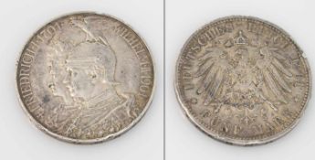 5 Mark Preussen 1901 A, Friedrich I./ Wilhelm II., Silber, vzgl. mit Randfehler