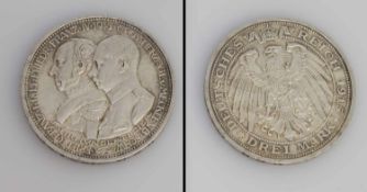 3 Mark Mecklenburg Schwerin 1915 A, Jahrhundertfeier, Silber