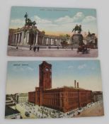 2 Ansichtskarten Berlin um 1915, Kaiser Wilhelm Denkmal/ Rotes Rathaus