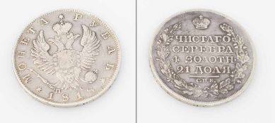 1 Rubel Russland 1818, Alexander I., Silber, ss