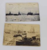 2 Ansichtskarten Hamburg um 1907, Hamburg im Hafen/ Hamburg Hafen