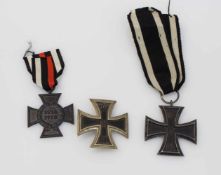 Lot I. WK Ehrenkreuz für Frontkämpfer, Eisernes Kreuz II. Kl. u. Eisernes Kreuz I. Klasse