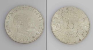 25 Schilling Österreich 1958, Carl Auer von Welsbach, Silber, Stgl.