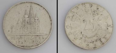 25 Schilling Österreich 1957, Mariazell, Silber, stgl.