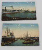 2 Ansichtskarten Hamburg um 1911, Petersquai/ Hafen IV