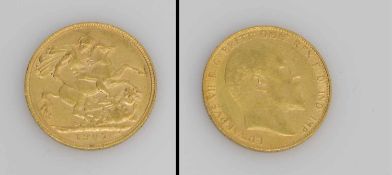 1 Souvereign Großbritannien 1907, Edvard VII., Gold, G. 7,98g