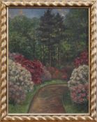 M. Bromley-Trauwitz (Landschaftsmaler um 1900) Rhododendron im Park Öl/ Leinwand, 44 x 33 cm,