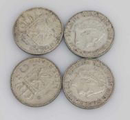4 Silbermünzen Niederlande 1955-1965, 4 x 1 Gulden, Silber
