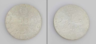 50 Schilling Österreich 1974, Wiener Internationale Gartenschau, Silber, stgl.