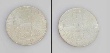 50 Schilling Österreich 1974, Dom zu Salzburg, Silber, stgl.