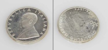 500 Lire Italien 1974, Marconi, Silber, stgl.