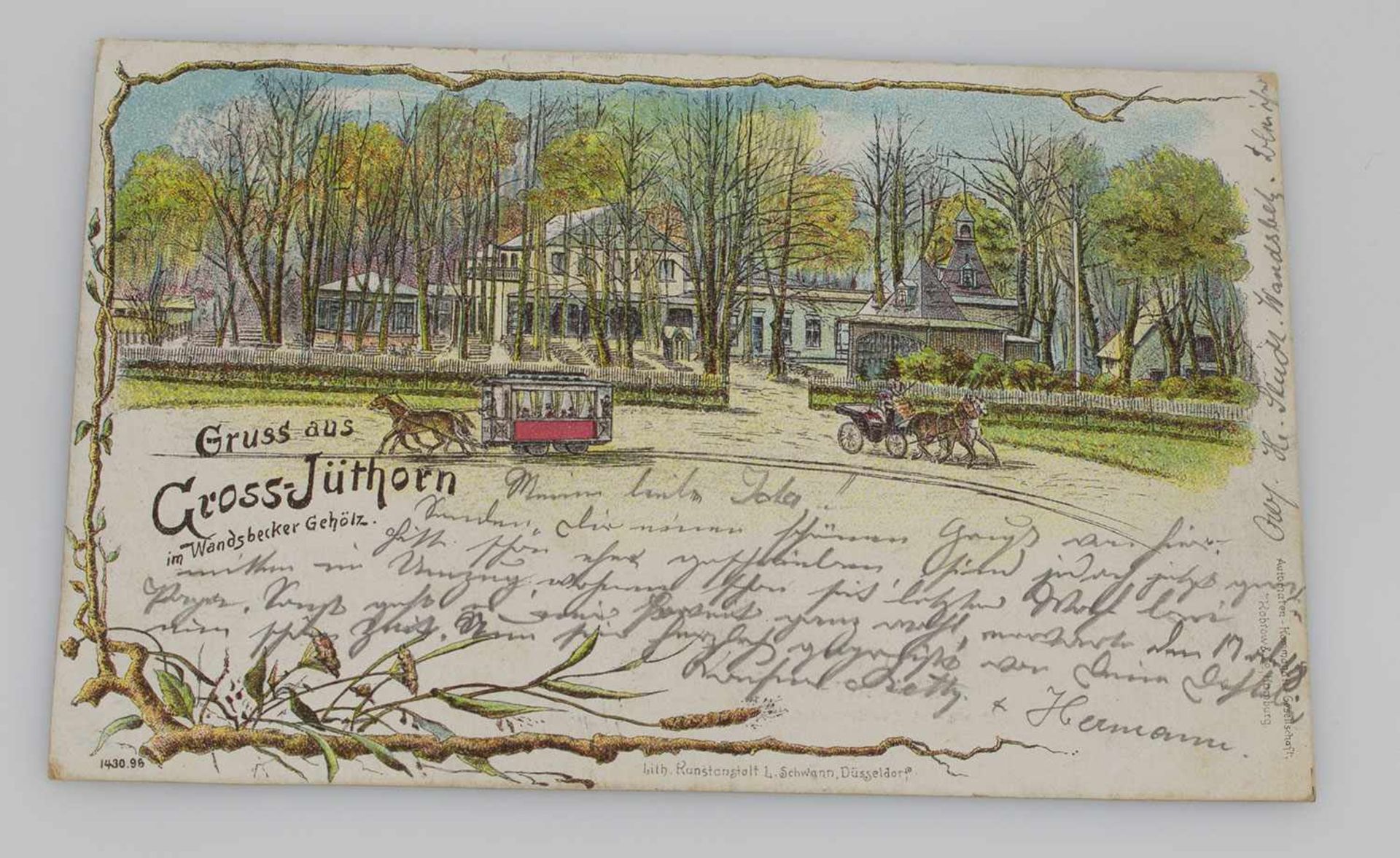 Ansichtskarte lithografierte Ansicht von Gross-Jüthorn/ Hamburg 1900, gelaufen