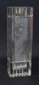 Künstlervase um 1970er Jahre, Kristallglas handgeschliffen, vierpassige, gerade Form, H. 30 cm