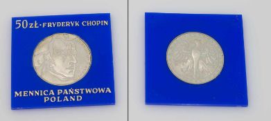 50 Zloty Polen 1972, Frederik Chopin (Probe), Silber, PP