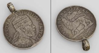 1 Birr Äthiopien, Menelik II., Silber, gehenkelt