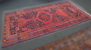 Orientteppich Wolle handgeknüpft, rotgrundig, 290 x 150 cm Ein normaler Versand ist nicht möglich.