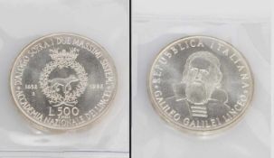 500 Lire Italien 1982, Galilei, Silber, stgl.