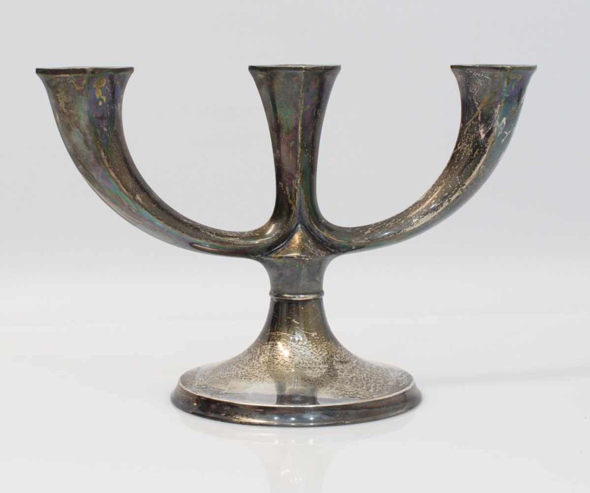 Kerzenleuchter 835er Silber, gemarkt, 3flammig um 1920, Br. 25,5 cm