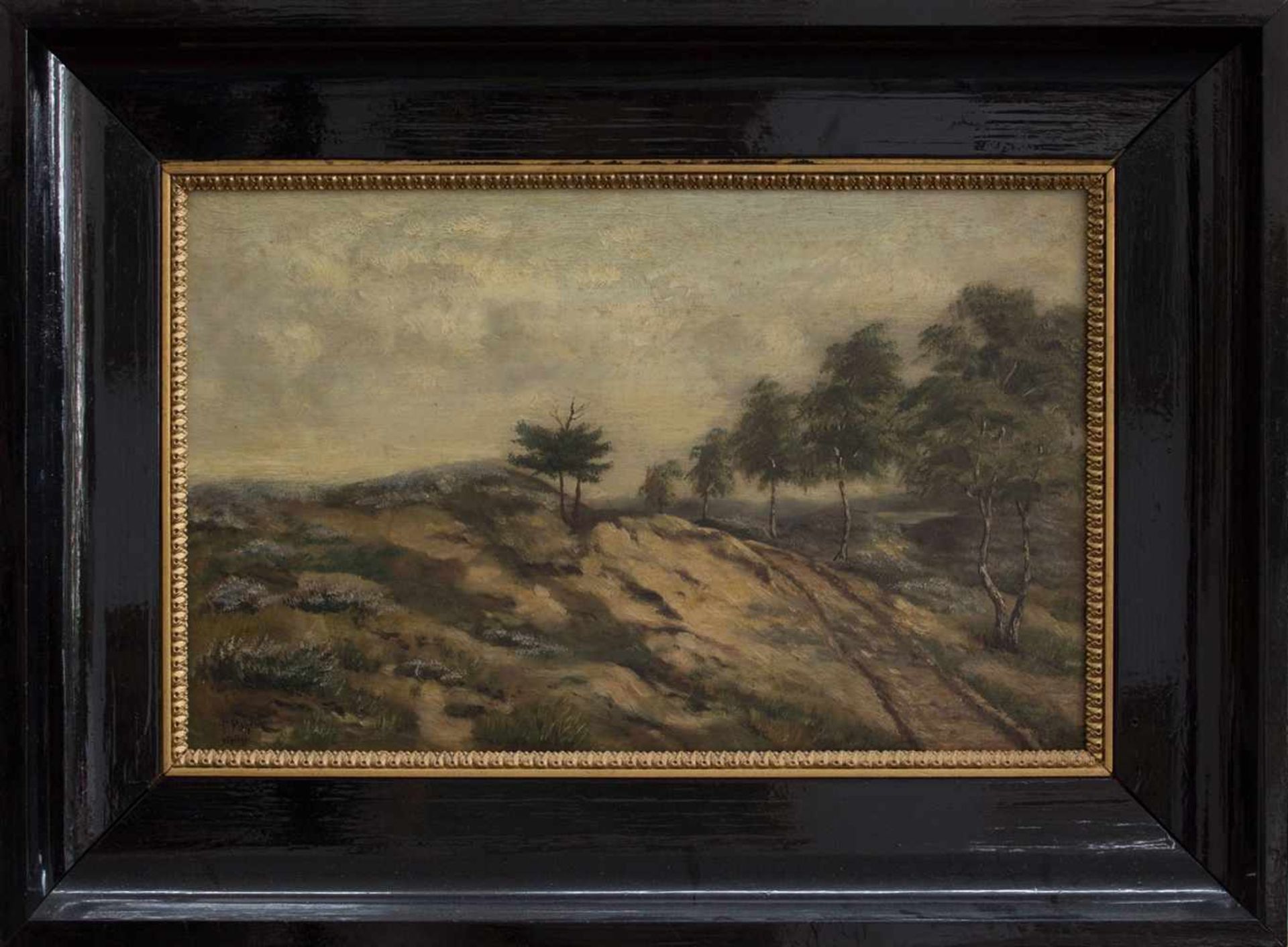 F. Pöhls (Norddeutscher Landschaftsmaler des 19./ 20. Jh.) Heidelandschaft Öl/ Holz, 24 x 40 cm,