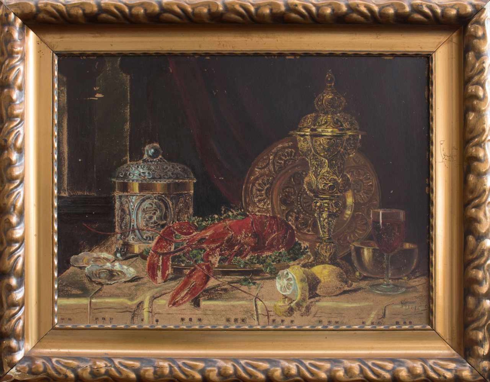 M. Jörgensen (Stilllebenmaler um 1900) Stillleben Öl/ Malpappe, 48 x 65 cm, gerahmt, signiert u. re.