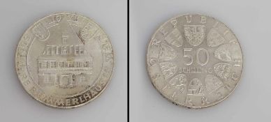 50 Schilling Österreich 1973, 500 Jahre Bummerlhaus, Silber, stgl.