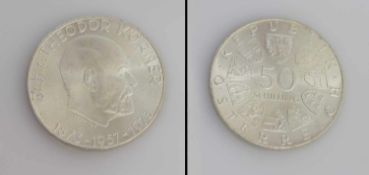 50 Schilling Österreich 1973, Theodor Körner, Silber, stgl.