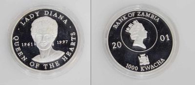 1000 Kwacha Zambia 2001, Prinzessin Diana, Silber, 20g