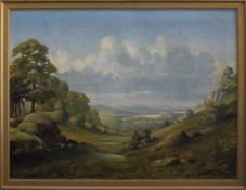 Heidrich (Landschaftsmaler d. 1. Hälfte d. 20. Jh.) Weite Landschaft Öl/ Leinwand, 64 x 85 cm,
