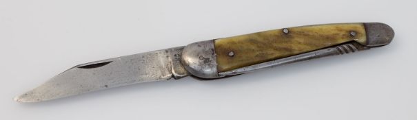 Taschenmesser um 1920er Jahre, Herst. Prima, Geweihgriffschalen, zwei Funktionen, L. 10 cm