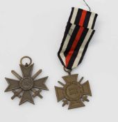 Ordenskonvolut Kriegsteilnehmerkreuz 1914-18, Kriegsverdienstkreuz KVK mit Schwertern