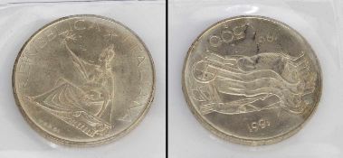 500 Lire Italien 1961, 100. Jahrestag, Silber, stgl.