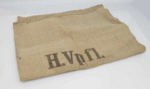 Heeresverpflegungssack II. WK, Jute, Aufdruck HVpfl 1944, verso Hoheitsadler III. Reich, 110 x 64