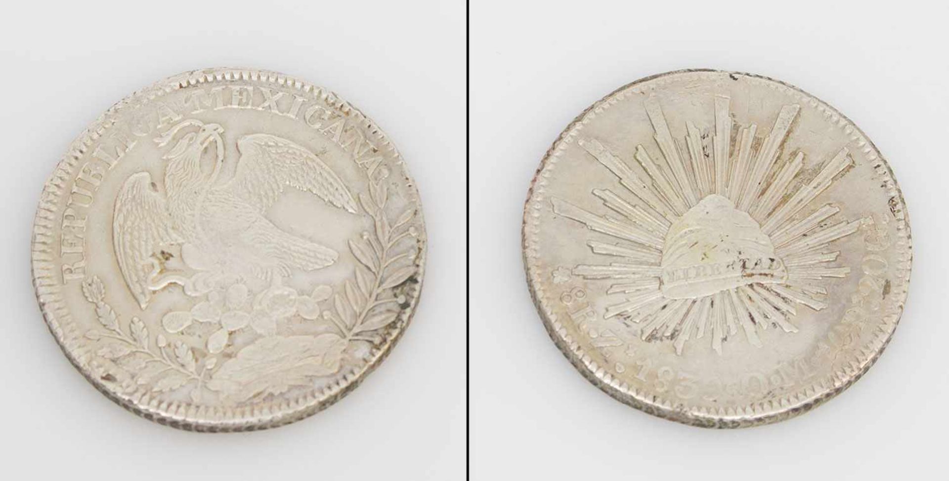 8 Reales Mexiko 1839, Silber, ss