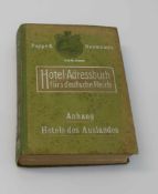 Herausgeber "Hotel - Adreßbuch fürs Deutsche Reich" - mit Anhang Hotels des Auslandes, Ausgabe 1928,