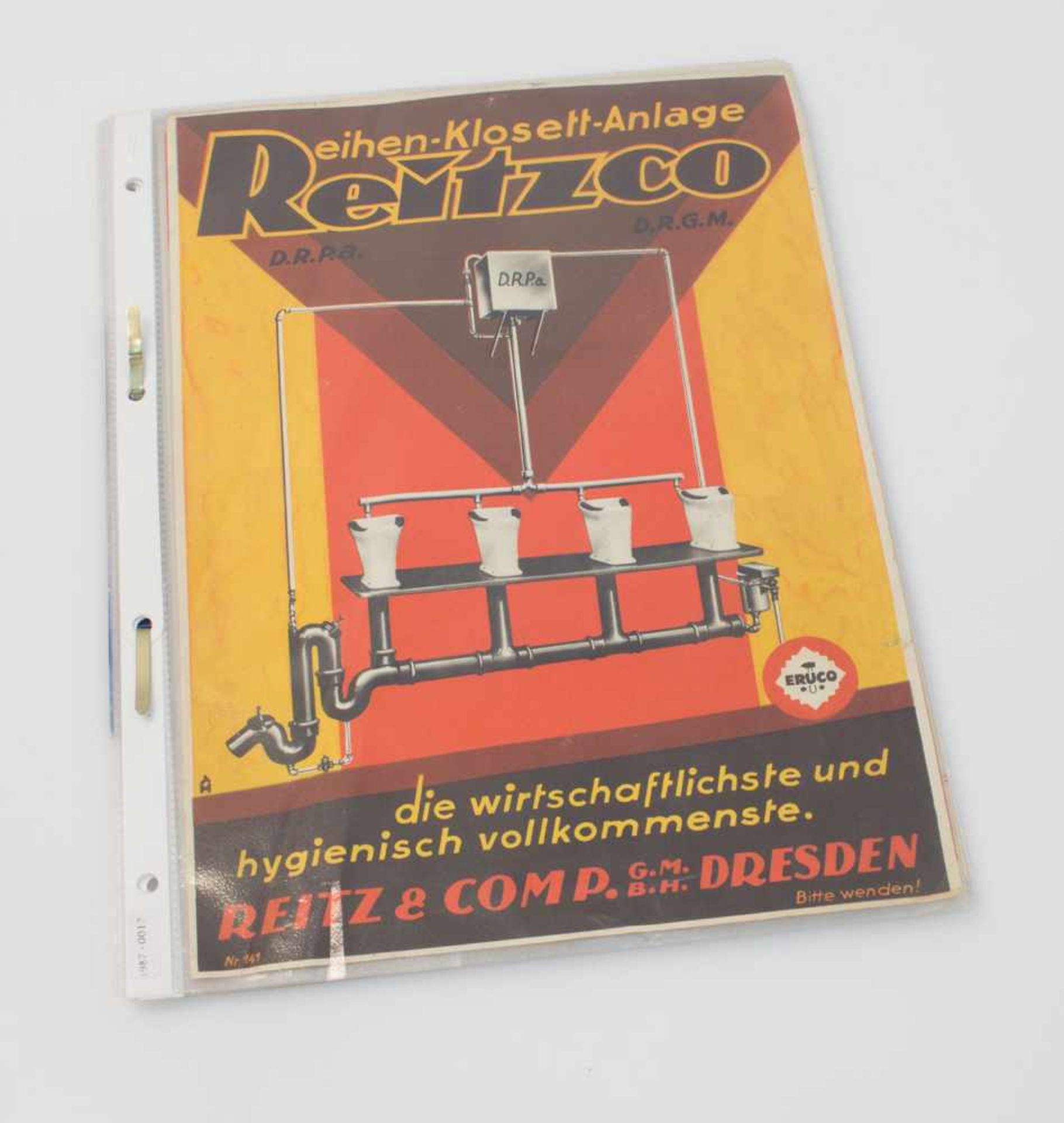 Lot Werbeprospekte um 1940er Jahre, vorwiegend Baubranche, 17 Stück, z.T. farbig lithografiert