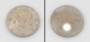 Medaille "Adolf Hitler" verso "Du bist nichts Dein Volk ist Alles", Buntmetall