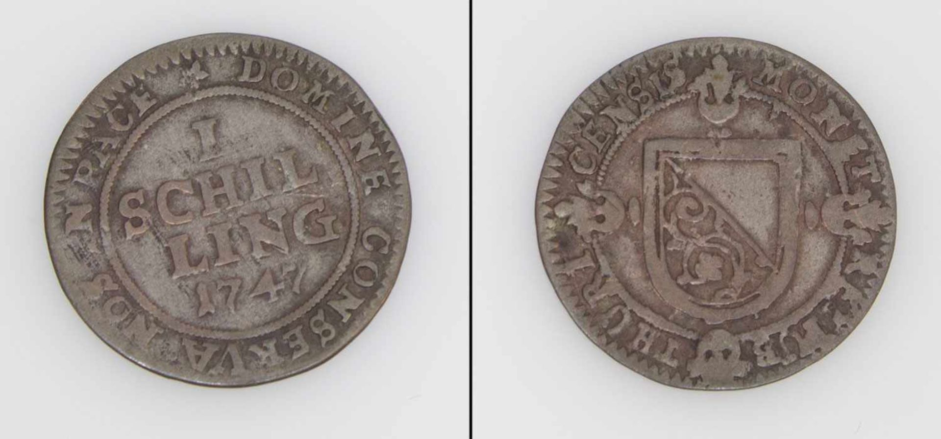 1 Schilling Schweiz/ Zürich 1747, Wappen, Billon, ss
