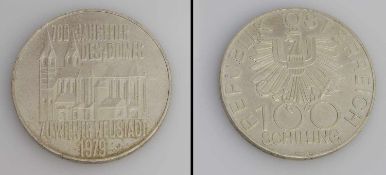 100 Schilling Österreich 1979, 700er Jahre Dom Wiener Neustadt, Silber, stgl.