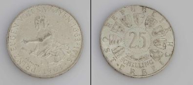 25 Schilling Österreich 1963, Prinz von Savoyen, Silber, stgl.