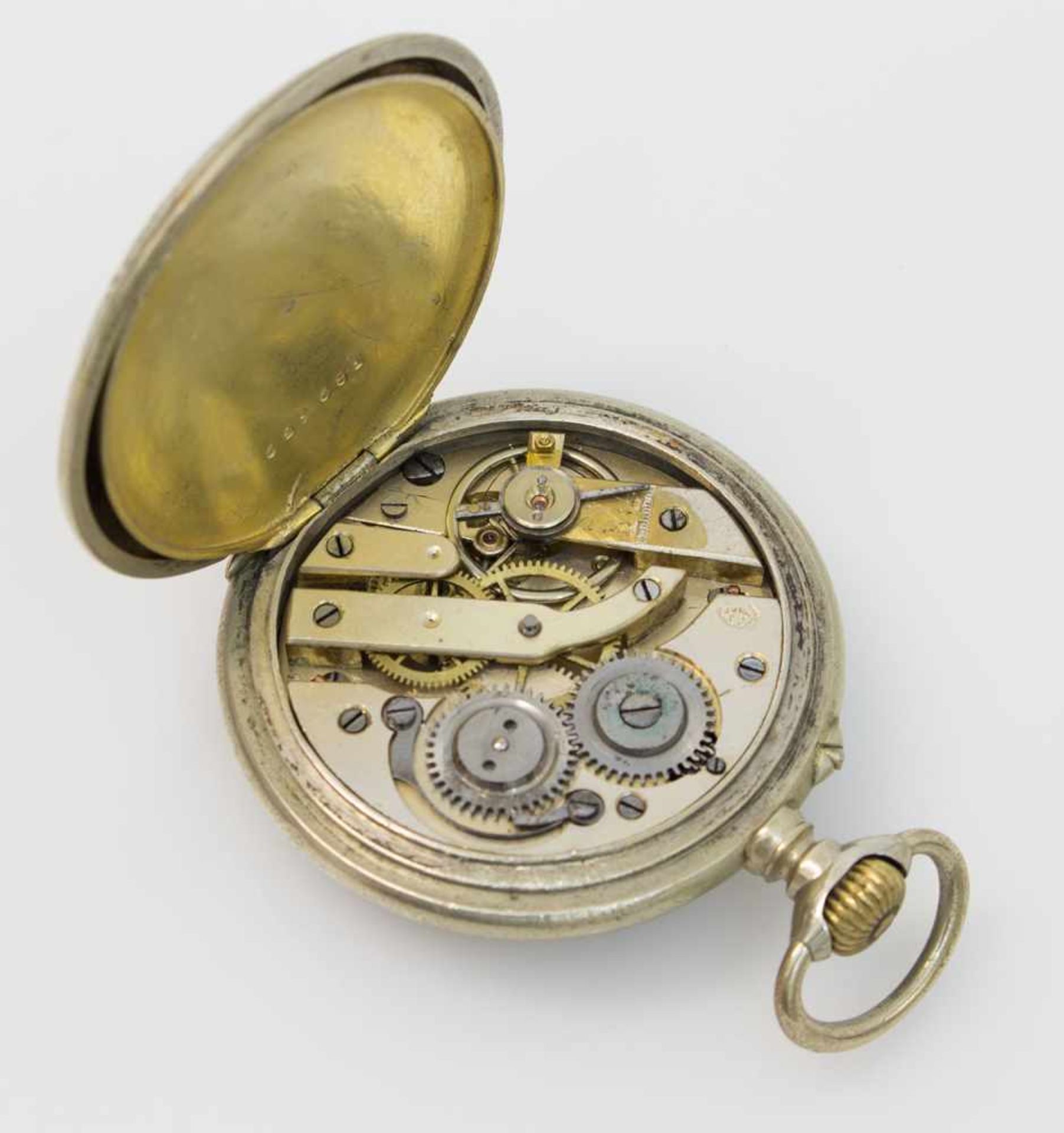 Taschenuhr Ende 19. Jh., geprägtes Silbergehäuse mit altägyptischen Motiven, Schweizer Werk, - Bild 2 aus 3