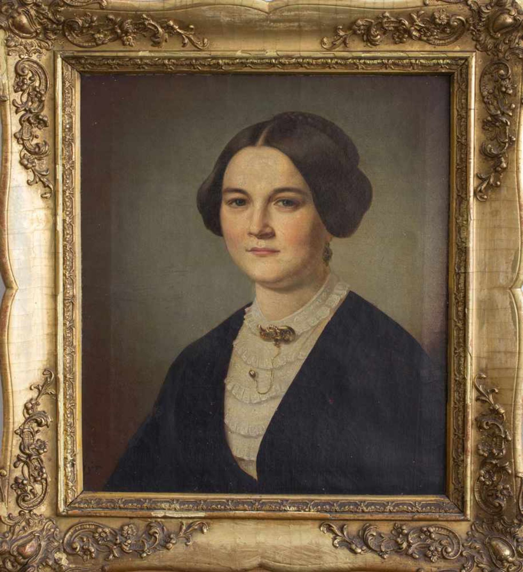 Unbekannt (Portraitmaler des 2. Drittels d. 19. Jh.) Portrait einer jungen Dame (um 1860) Öl/